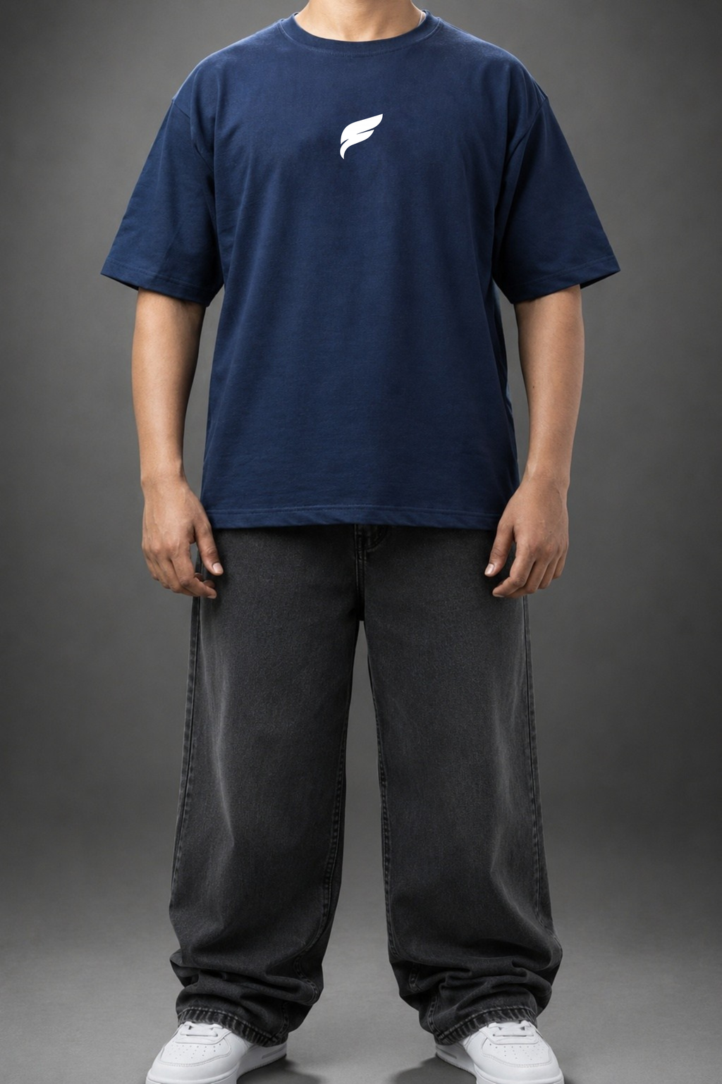 SOLIDS - Navy Blue Oversized T-shirt