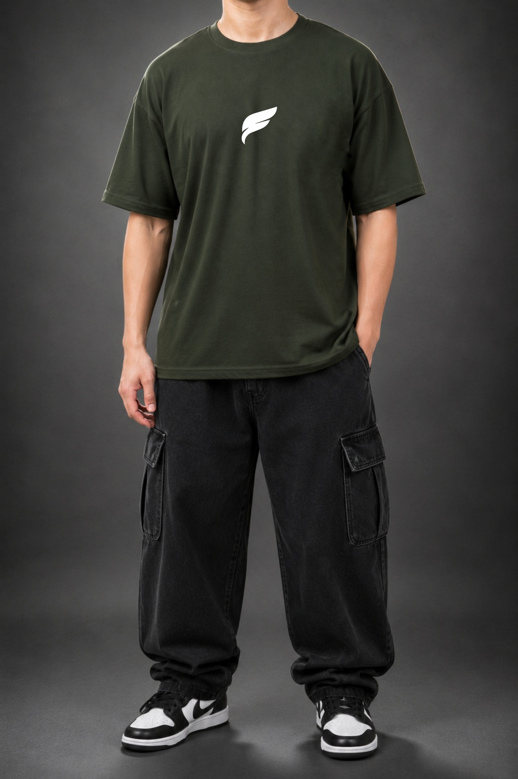 SOLIDS - Olive Green Oversized T-shirt