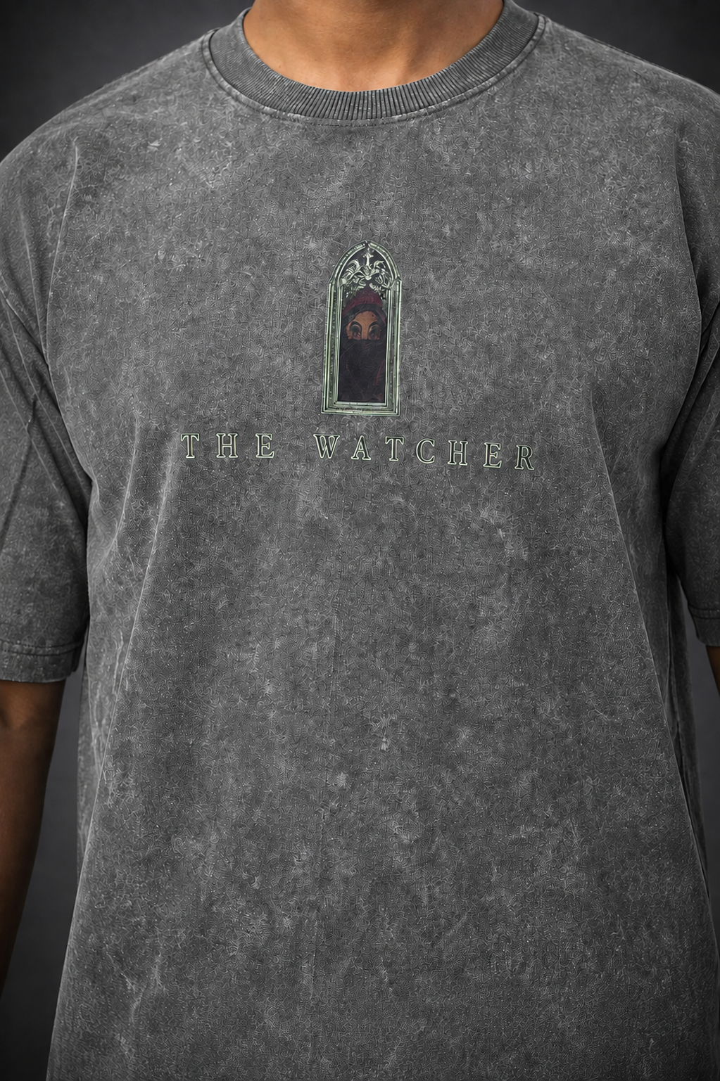 THE WATCHER - Grey down shoulder T shirt