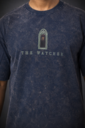 THE WATCHER - Blue down shoulder T shirt