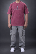 THE WATCHER - Grey Pink down shoulder T shirt
