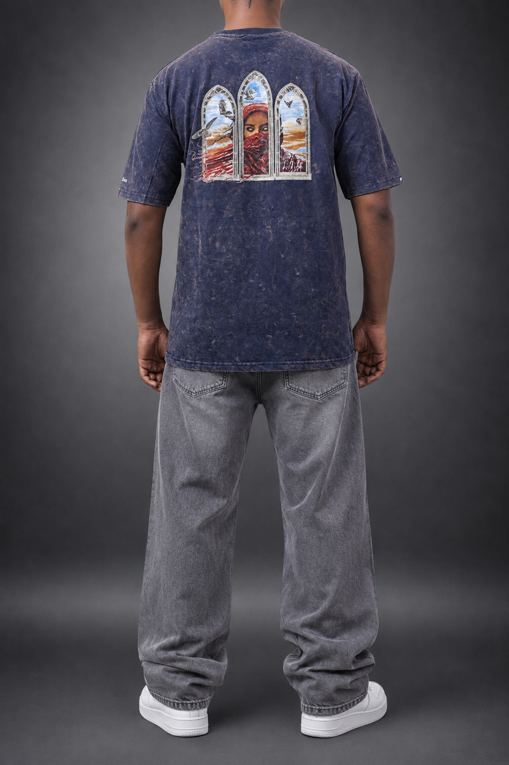 THE WATCHER - Blue down shoulder T shirt